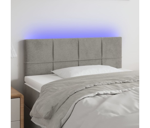 Cabecero con LED de terciopelo gris claro 80x5x78/88 cm