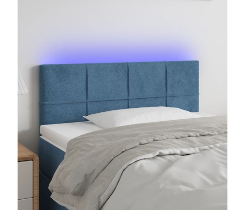 Cabecero con LED de terciopelo azul oscuro 80x5x78/88 cm