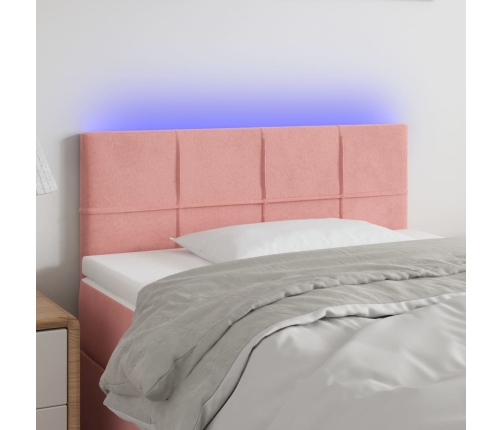 Cabecero con LED de terciopelo rosa 80x5x78/88 cm