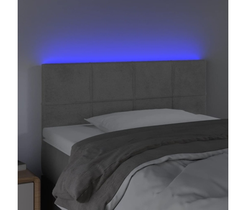 Cabecero con LED de terciopelo gris claro 90x5x78/88 cm