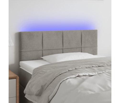 vidaXL Cabecero con LED de terciopelo gris claro 90x5x78/88 cm