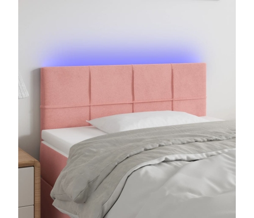 Cabecero con LED de terciopelo rosa 90x5x78/88 cm