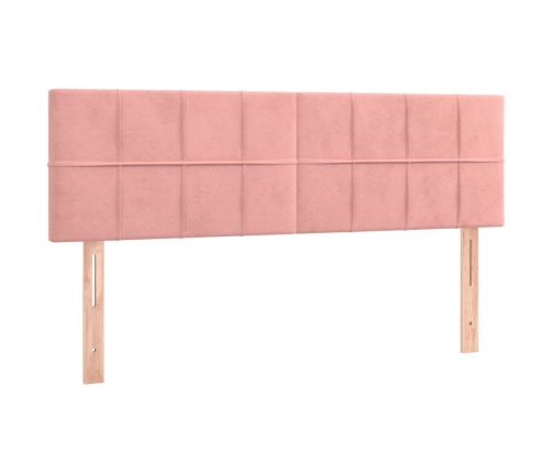 Cabecero con LED de terciopelo rosa 144x5x78/88 cm