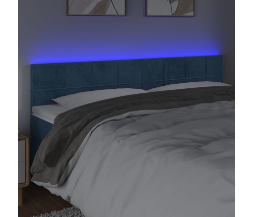 Cabecero con LED de terciopelo azul oscuro 180x5x78/88 cm