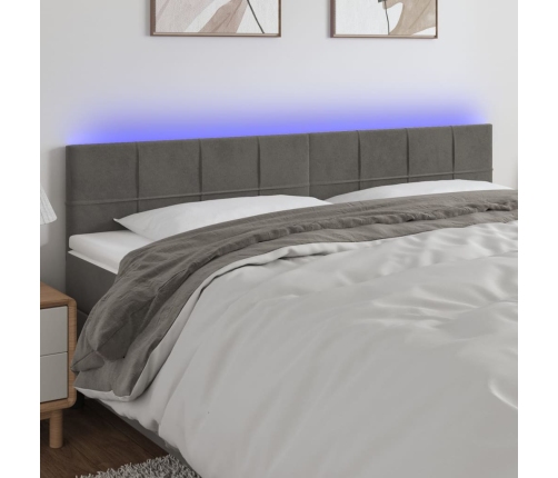 Cabecero con LED de terciopelo gris oscuro 200x5x78/88 cm