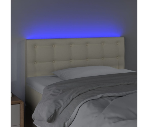 Cabecero con LED cuero sintético color crema 80x5x78/88 cm