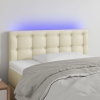 Cabecero con LED cuero sintético color crema 80x5x78/88 cm