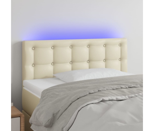 Cabecero con LED cuero sintético color crema 80x5x78/88 cm