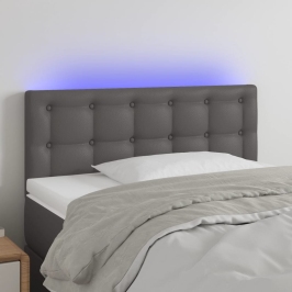 Cabecero con LED cuero sintético gris 80x5x78/88 cm