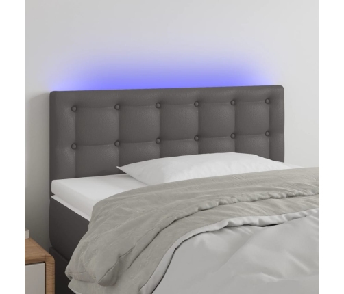 vidaXL Cabecero con LED cuero sintético gris 80x5x78/88 cm