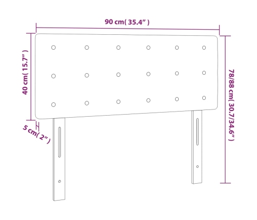 Cabecero con LED cuero sintético negro 90x5x78/88 cm