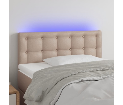 Cabecero con LED cuero sintético color capuchino 90x5x78/88 cm