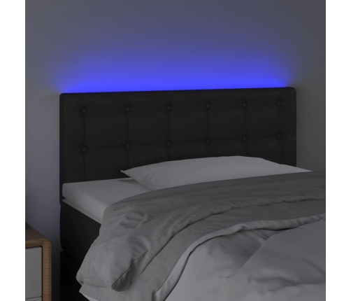 Cabecero con LED cuero sintético negro 100x5x78/88 cm