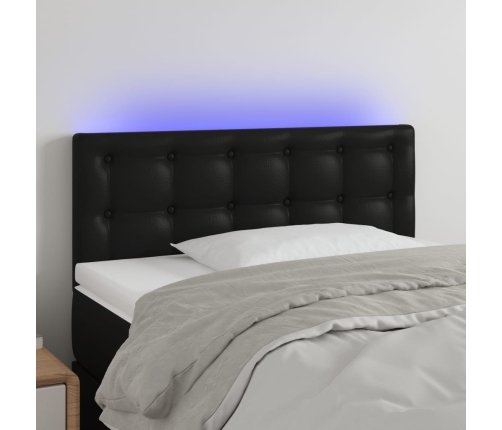 Cabecero con LED cuero sintético negro 100x5x78/88 cm