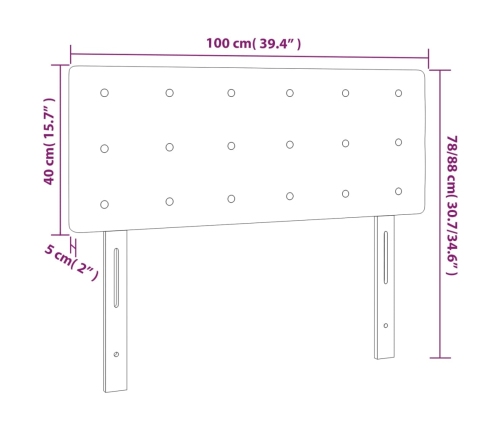 vidaXL Cabecero con LED cuero sintético blanco 100x5x78/88 cm