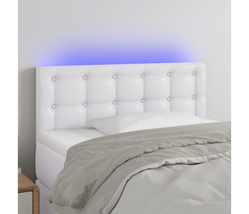 vidaXL Cabecero con LED cuero sintético blanco 100x5x78/88 cm