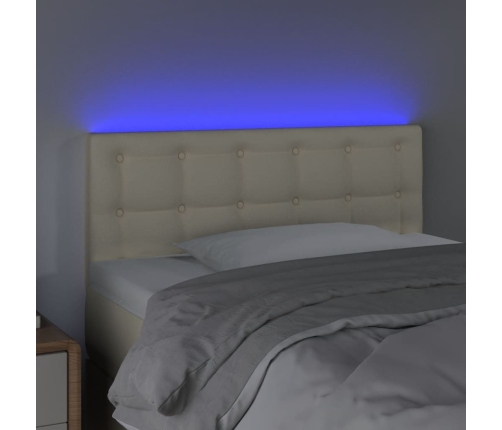 Cabecero con LED cuero sintético color crema 100x5x78/88 cm