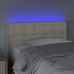 Cabecero con LED cuero sintético color crema 100x5x78/88 cm