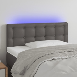 Cabecero con LED cuero sintético gris 100x5x78/88 cm