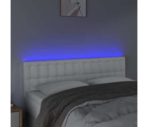 Cabecero con LED cuero sintético blanco 144x5x78/88 cm