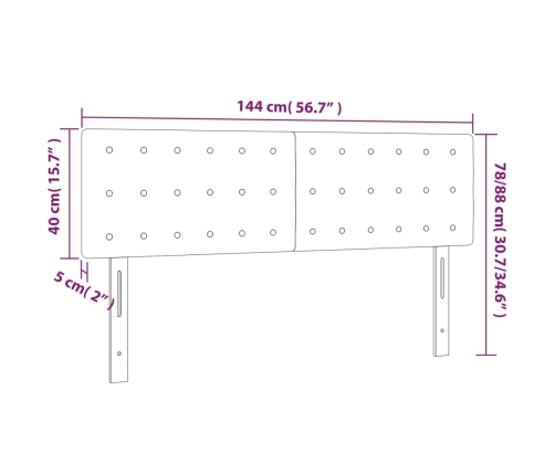 vidaXL Cabecero con LED cuero sintético negro 144x5x78/88 cm