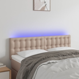 Cabecero con LED cuero sintético color capuchino 144x5x78/88 cm