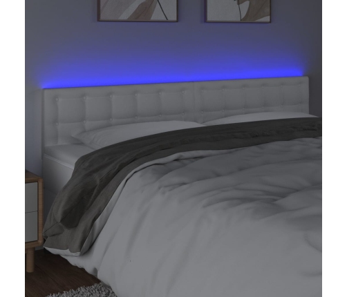 Cabecero con LED cuero sintético blanco 160x5x78/88 cm