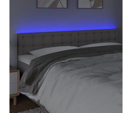 Cabecero con LED cuero sintético gris 160x5x78/88 cm