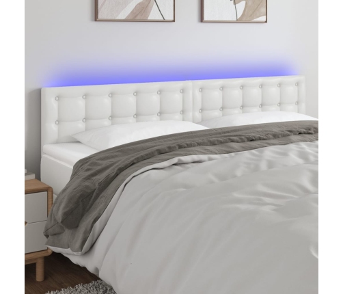 Cabecero con LED cuero sintético blanco 180x5x78/88 cm