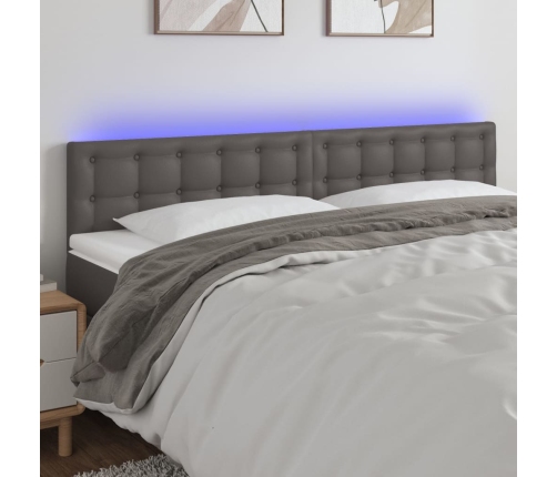 Cabecero con LED cuero sintético gris 180x5x78/88 cm