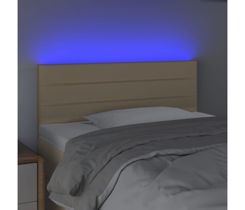 vidaXL Cabecero con LED de tela color crema 80x5x78/88 cm