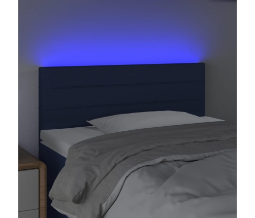 Cabecero con LED de tela azul 90x5x78/88 cm