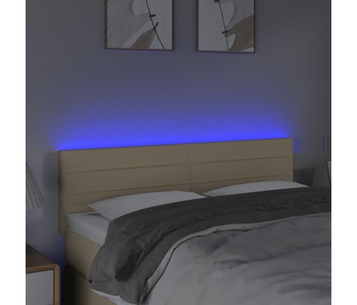 Cabecero con LED de tela color crema 144x5x78/88 cm