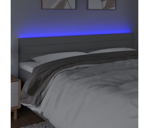 Cabecero con LED de tela gris claro 160x5x78/88 cm