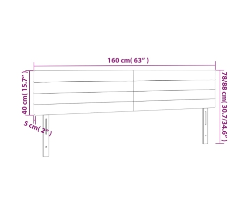 Cabecero con LED de tela gris taupe 160x5x78/88 cm