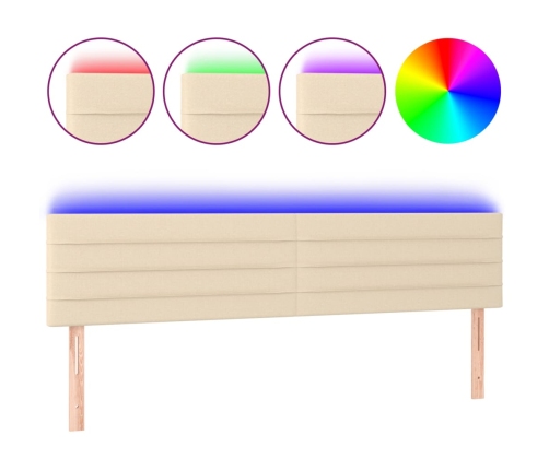 Cabecero con LED de tela color crema 160x5x78/88 cm