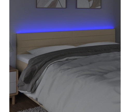 Cabecero con LED de tela color crema 160x5x78/88 cm