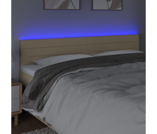 vidaXL Cabecero con LED de tela color crema 180x5x78/88 cm