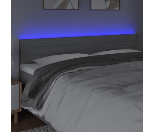 Cabecero con LED de tela gris claro 200x5x78/88 cm