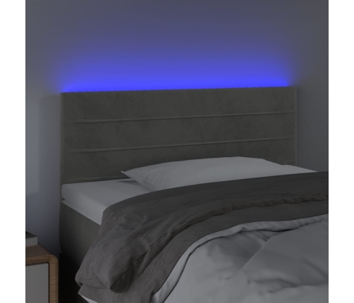 Cabecero con LED de terciopelo gris claro 80x5x78/88 cm