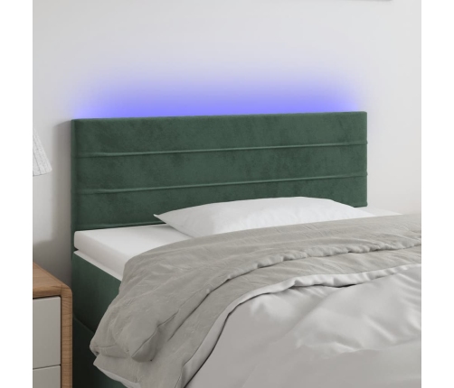 Cabecero con LED de terciopelo verde oscuro 80x5x78/88 cm