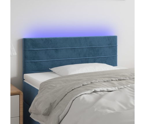 vidaXL Cabecero con LED de terciopelo azul oscuro 80x5x78/88 cm