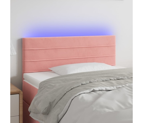 Cabecero con LED de terciopelo rosa 80x5x78/88 cm