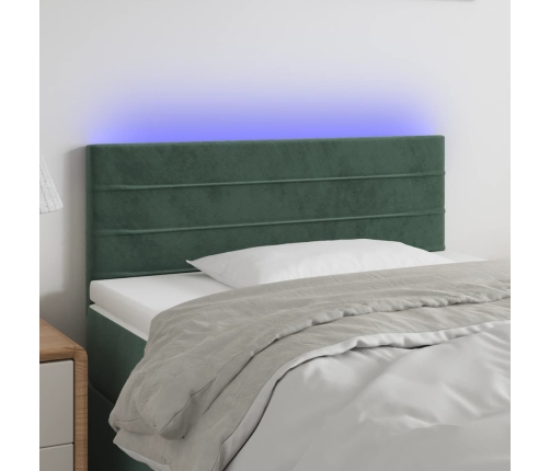 Cabecero con LED de terciopelo verde oscuro 90x5x78/88 cm