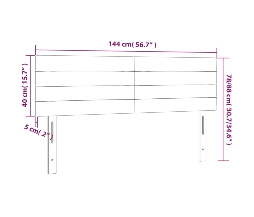 Cabecero con LED de terciopelo marrón oscuro 144x5x78/88 cm