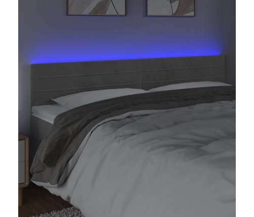 Cabecero con LED de terciopelo gris claro 160x5x78/88 cm