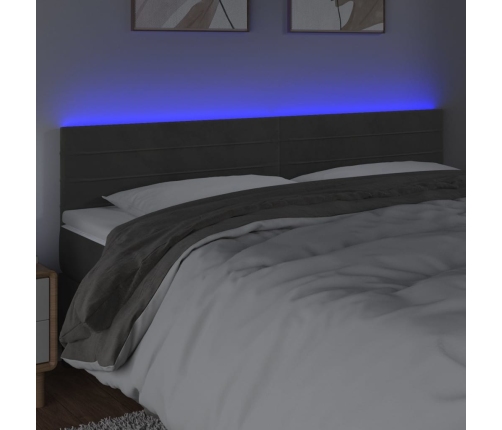 Cabecero con LED de terciopelo gris oscuro 180x5x78/88 cm