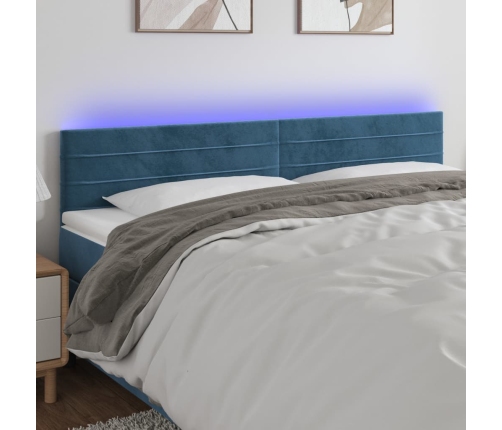 Cabecero con LED de terciopelo azul oscuro 180x5x78/88 cm