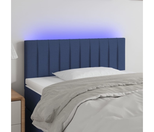 Cabecero con LED de tela azul 80x5x78/88 cm