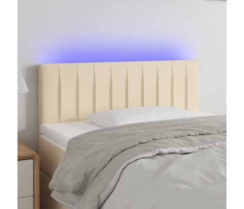 Cabecero con LED de tela color crema 90x5x78/88 cm